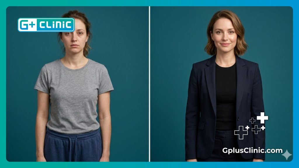Avant et après d'une intervention esthétique réussie avec une récupération parfaite
