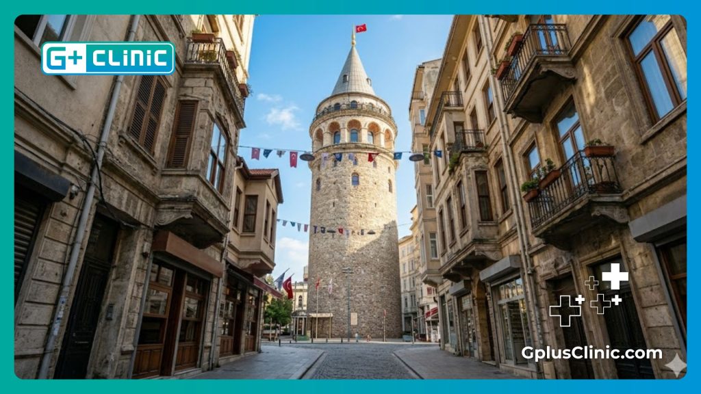 Vue de la Tour de Galata à Istanbul sous un ciel bleu dégagé