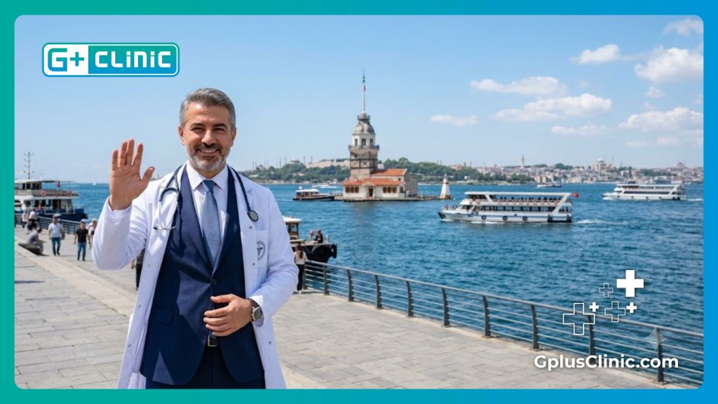 Friendly cosmetic surgeon welcoming patients to Istanbul by the Bosphorus