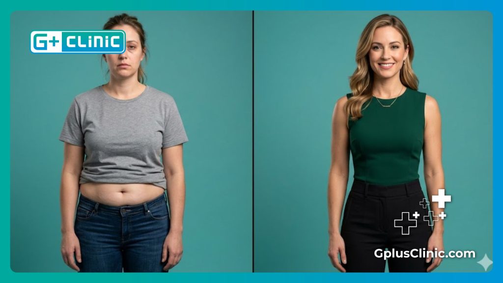 Digital scan and split screen visual comparison of the abdominal area