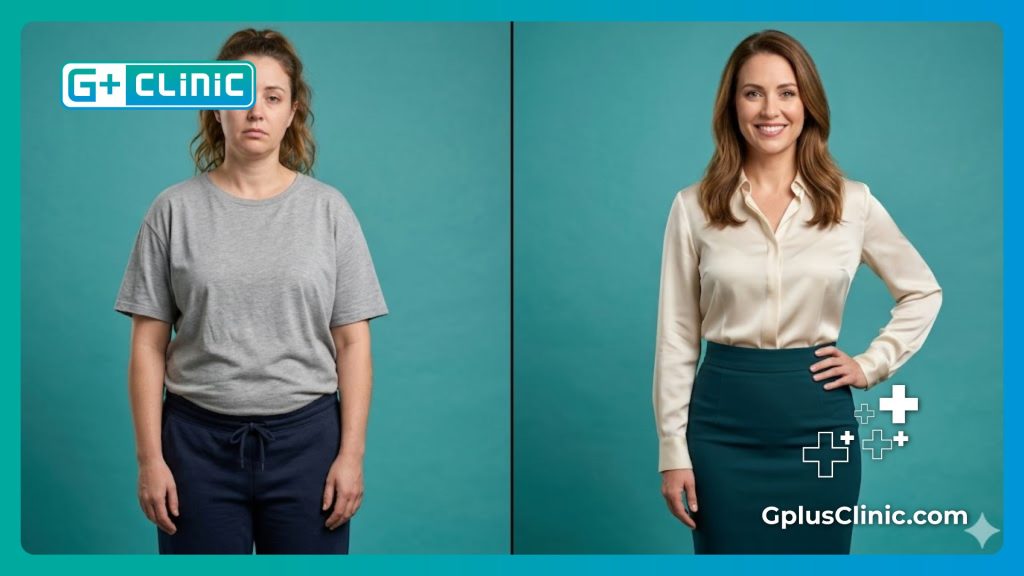 Comparación de abdomen antes y después del tratamiento estético