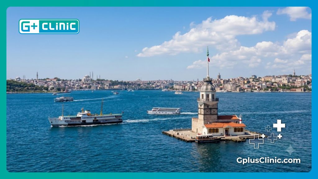 Beautiful view of the Maiden's Tower in Istanbul, welcoming medical tourists.