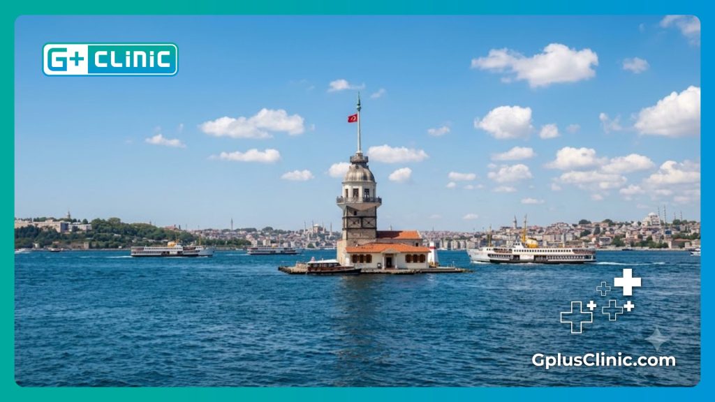 Beautiful daytime view of the Maiden's Tower in Istanbul