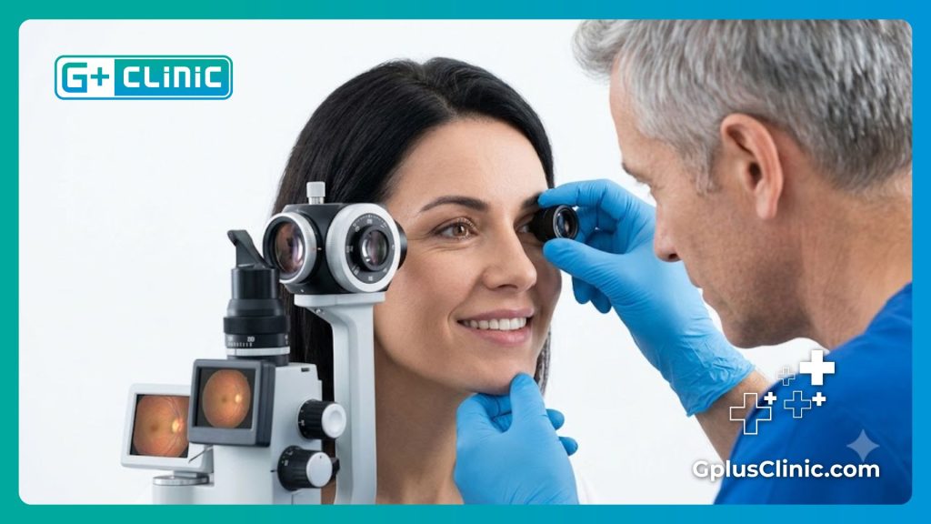 Examen médical précis de l'œil avec un équipement de pointe pour la correction de la vue