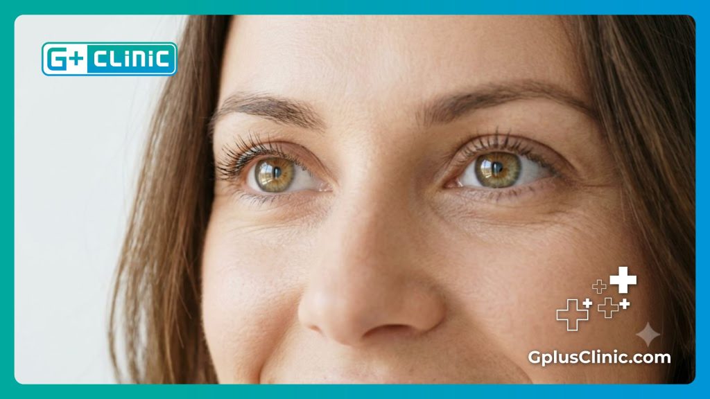 Gros plan cinématique montrant un résultat parfait avec des yeux clairs et sains