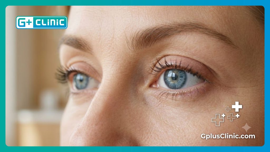 Close-up of a perfectly clear and healthy eyelid showing the flawless outcome of the procedure.