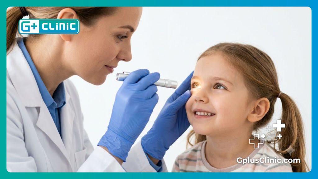 Close-up of a child smiling after a successful procedure showing crystal clear eye lens clarity.