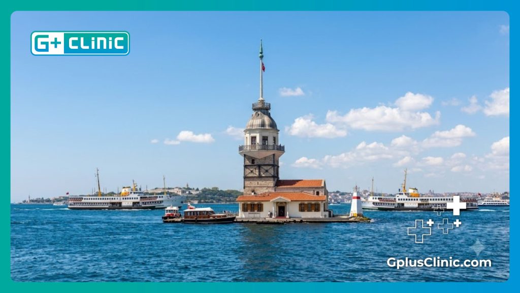 Doctor dando la bienvenida a los pacientes en la hermosa Estambul