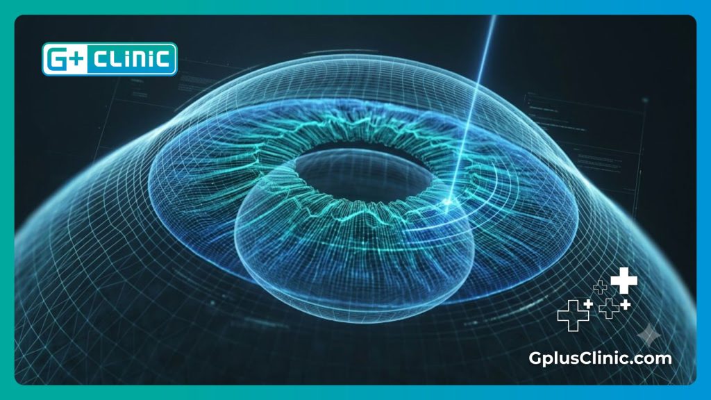 Scanner numérique avancé préparant les Résultats de la chirurgie de changement de couleur des yeux