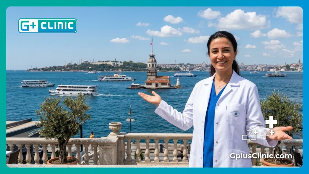 Chirurgien accueillant les patients à Istanbul devant un monument célèbre