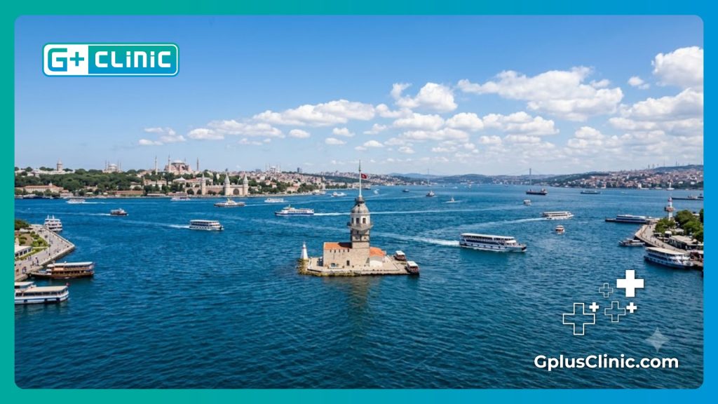 Belle vue dégagée sur le détroit du Bosphore à Istanbul.