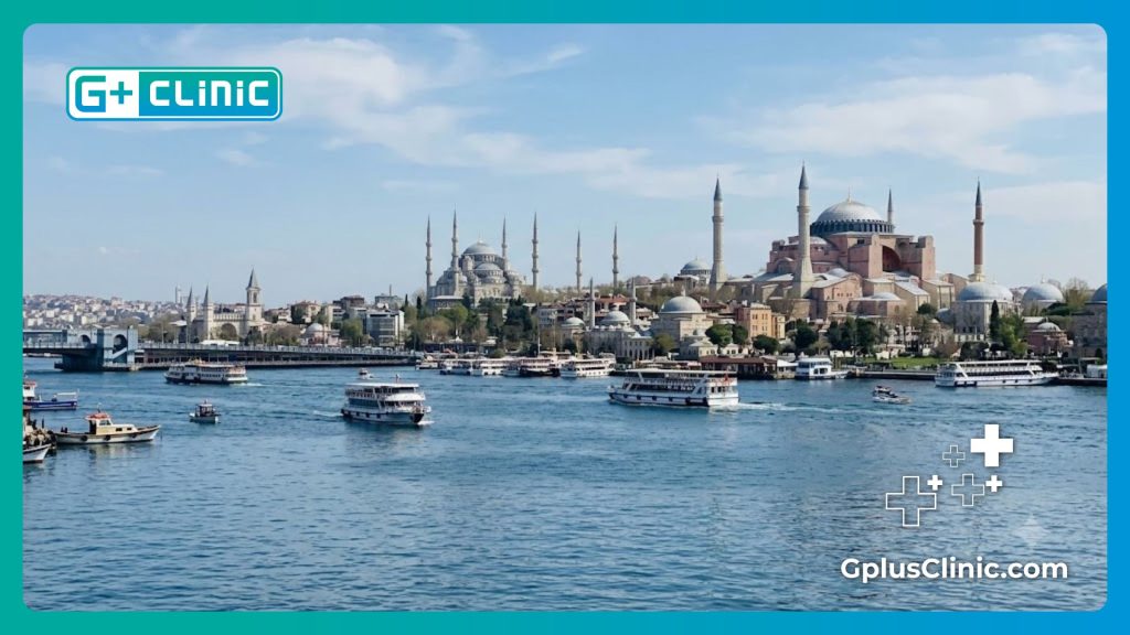 Médecin accueillant le patient devant le détroit du Bosphore à Istanbul