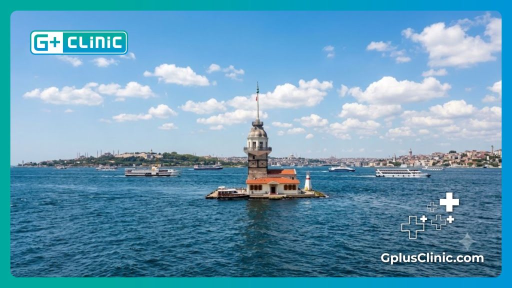 Hermosa vista de la Torre de la Doncella en el Bósforo de Estambul