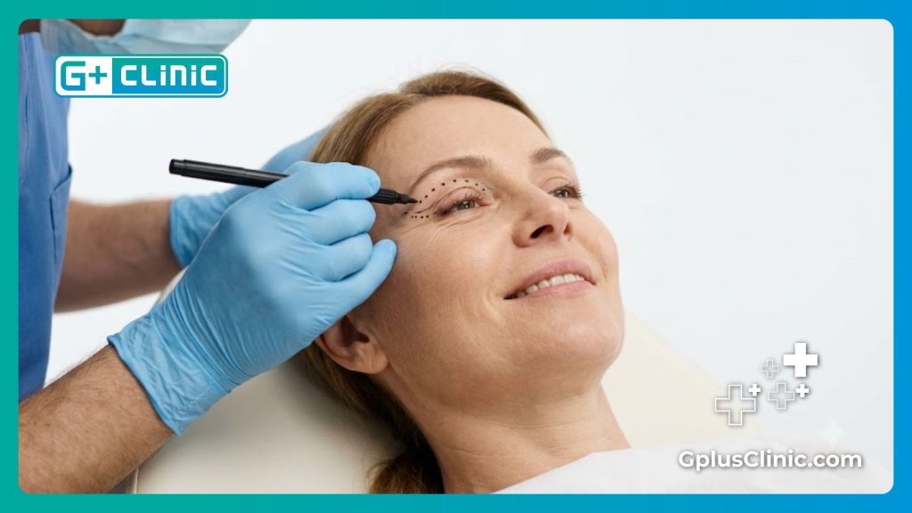 Precise surgical markings for flawless upper eyelid lift results