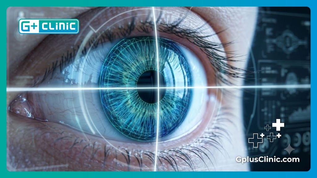 مسح رقمي ثلاثي الأبعاد لشبكية وقزحية العين يوضح دقة تقنيات تلوين العين.