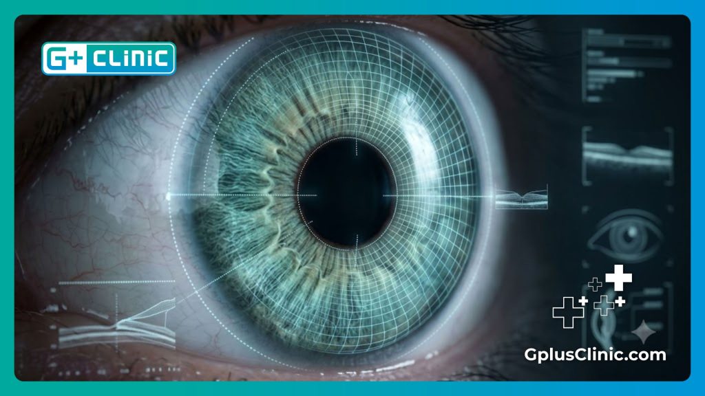 Comparaison numérique avant et après de la zone oculaire.