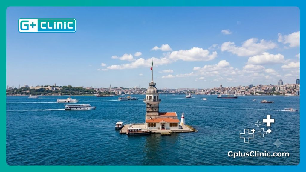 Chirurgien accueillant le patient près de la tour de Léandre à Istanbul