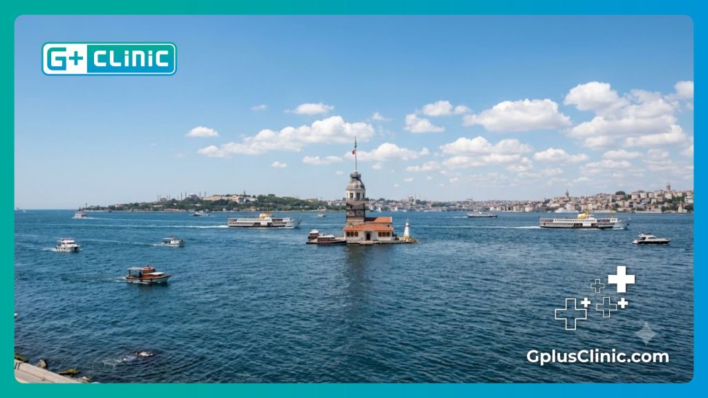 Friendly doctor welcoming patient to Istanbul near Maiden's Tower