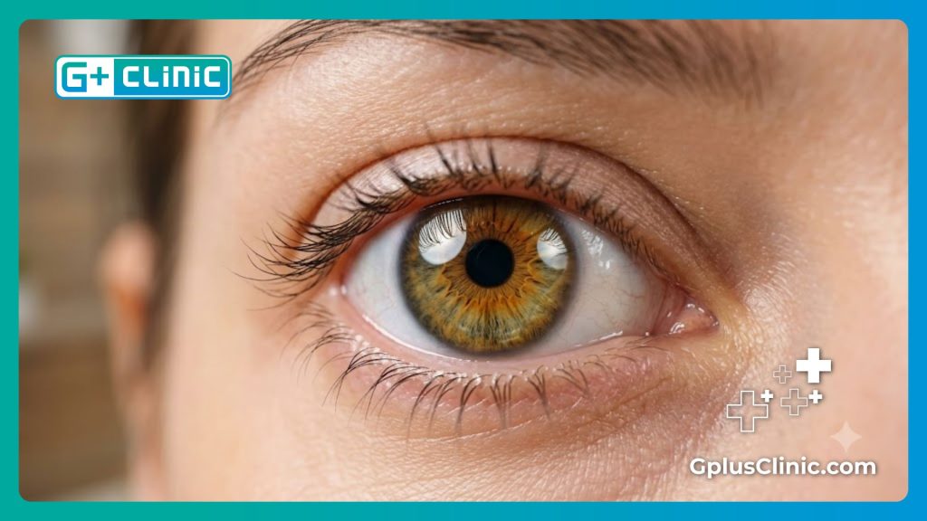 Close-up of a perfectly clear and healthy eye showing flawless vision correction results