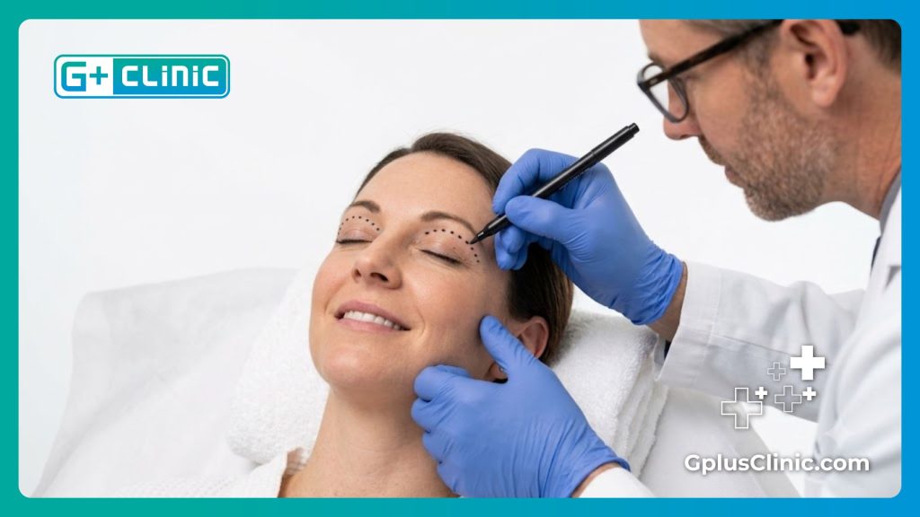 Marquage précis pour une Blépharoplastie au laser en Turquie.