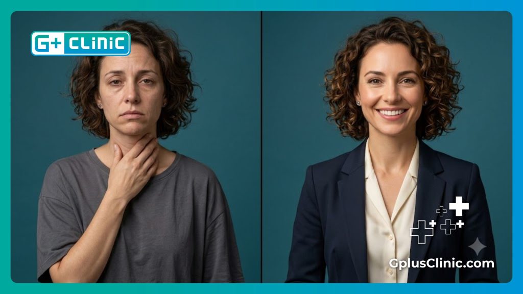 Split-screen visualization of the anatomy showing clear before and after results.