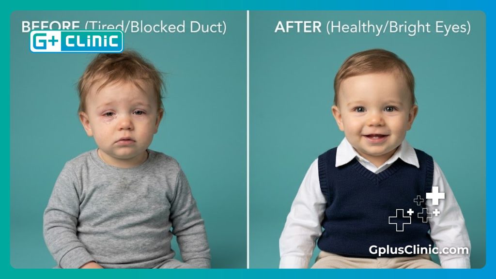 Before and after successful baby tear duct treatment scan