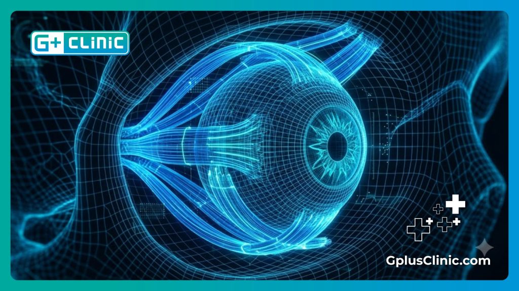 Digital mesh visualization of eye anatomy and extraocular muscles