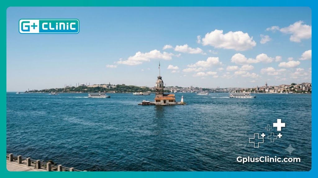 Beautiful view of the Maiden's Tower in Istanbul, welcoming medical tourists.