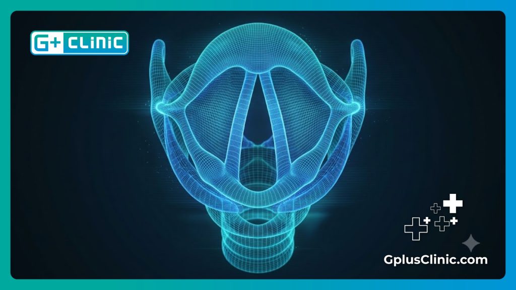 فحص رقمي دقيق وثلاثي الأبعاد لمنطقة الحنجرة والأحبال الصوتية.