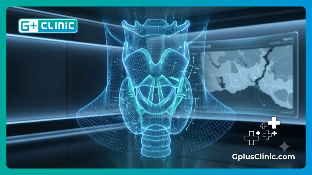 Modèle numérique 3D des cordes vocales et du larynx pour la modification vocale.