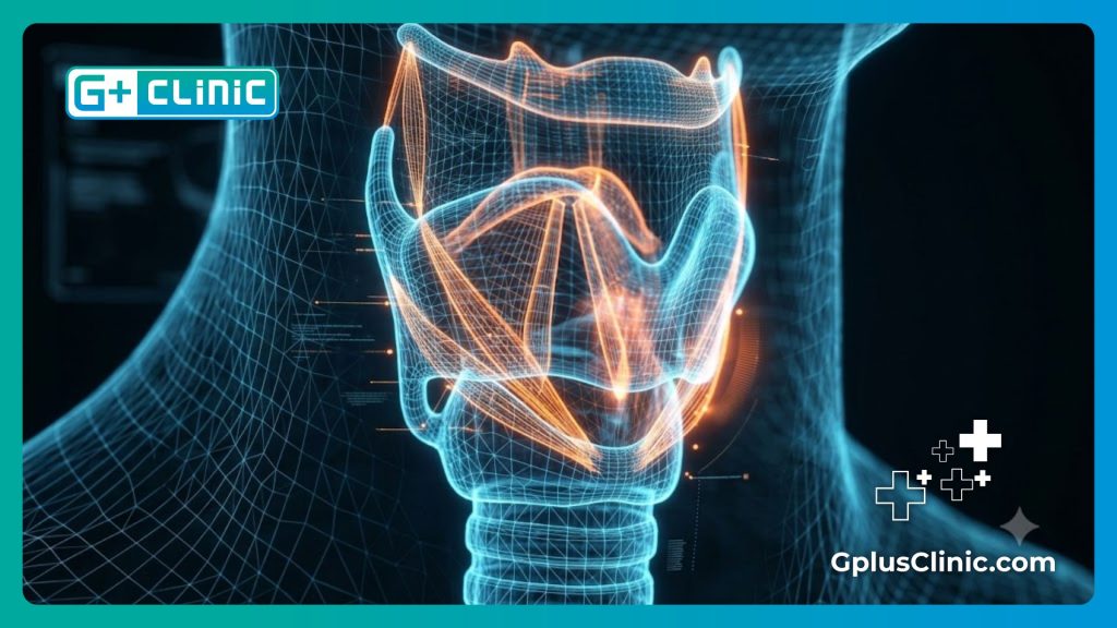 مسح رقمي ثلاثي الأبعاد للحنجرة يوضح الدقة في جراحة الأحبال الصوتية.