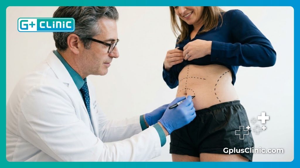 Médecin dessinant les lignes chirurgicales de précision pour le contour corporel