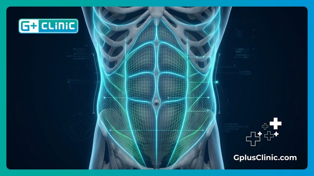 High-tech digital mesh scan of human torso for advanced body sculpting