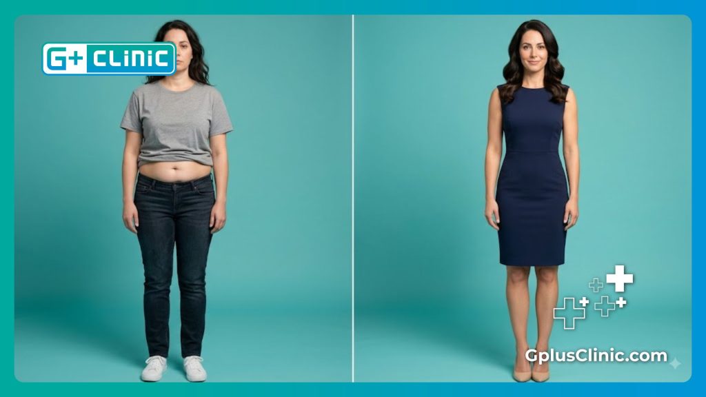 Comparación de antes y después de una paciente exitosa de liposucción y remodelación