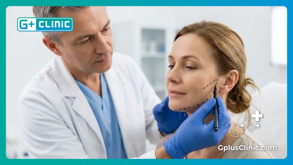 Chirurgienne traçant des repères médicaux précis avant l'intervention