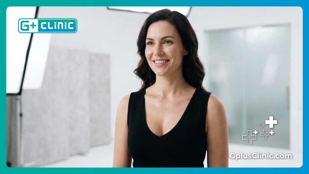 Confident woman showing perfect, natural aesthetic enhancement results.
