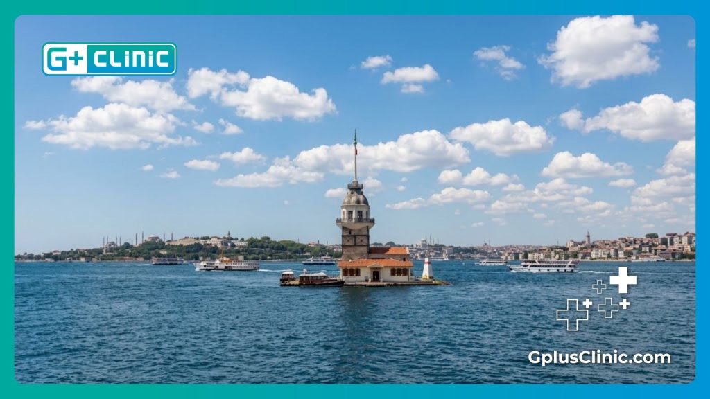 The beautiful Maiden's Tower on the Bosphorus, a top destination for body contouring clinics.
