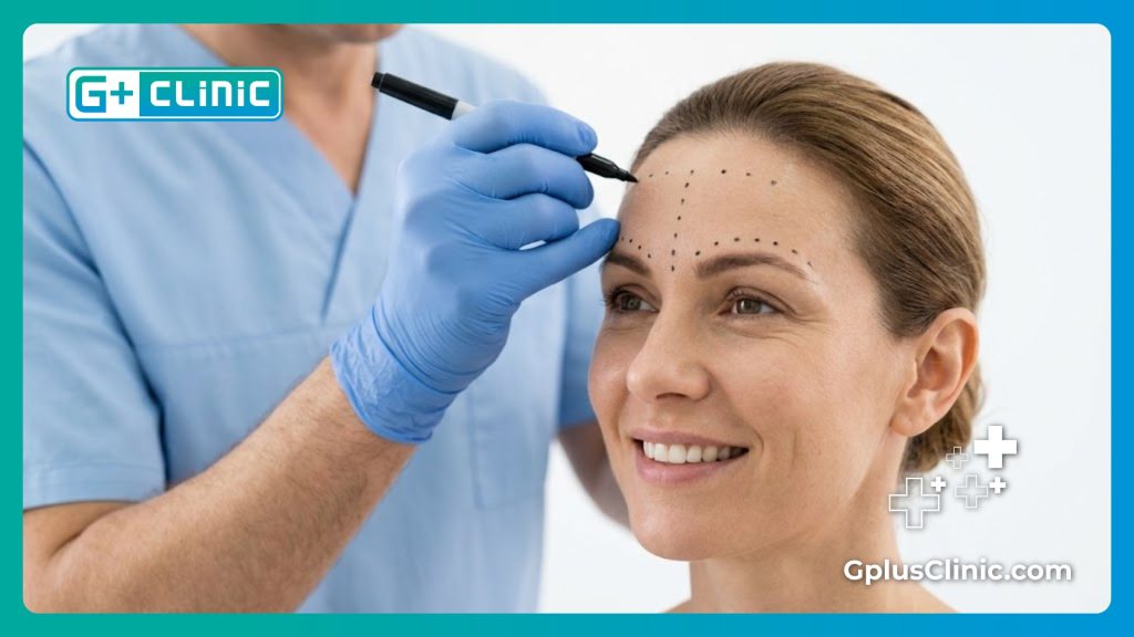 Chirurgien esthétique marquant les lignes du visage avant l'opération