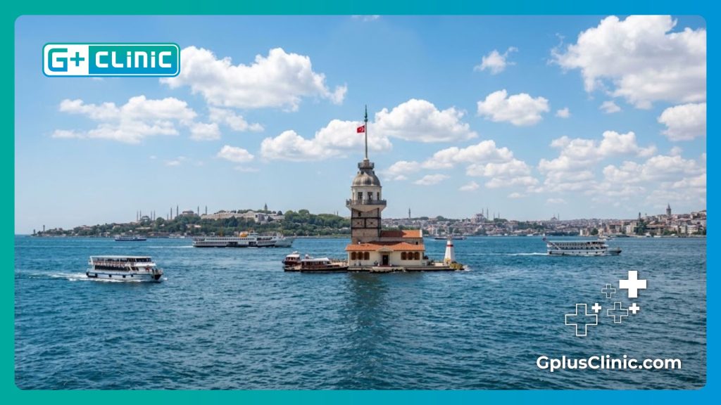 Fotografía realista del Estrecho del Bósforo en Estambul, destino líder en turismo de salud.