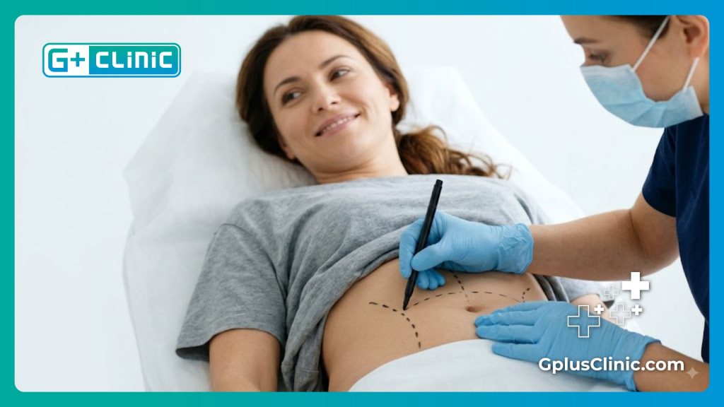 Cirujano trazando las líneas guía para un resultado de tensado perfecto