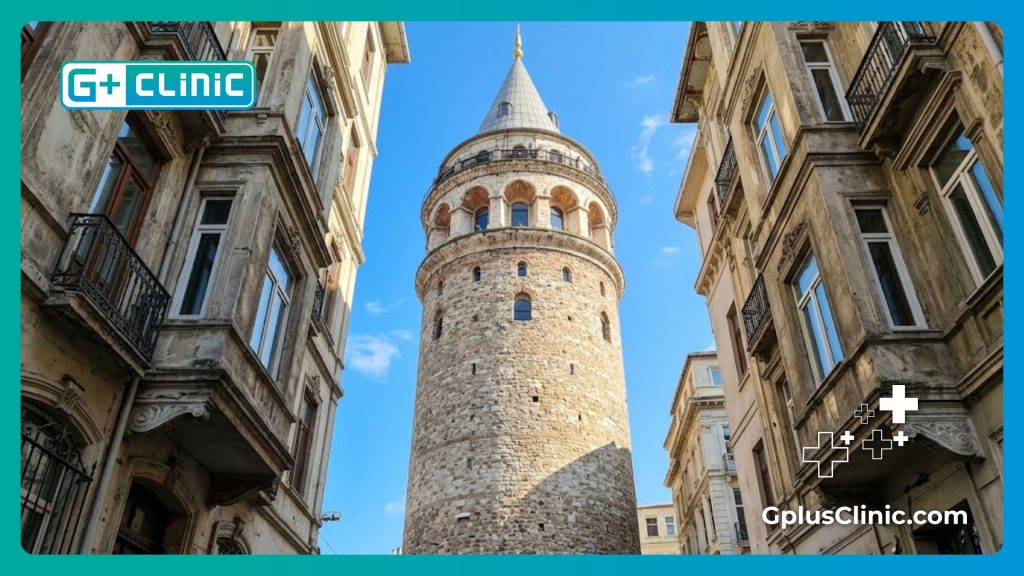 Doctor recibiendo a su paciente en la hermosa ciudad de Estambul