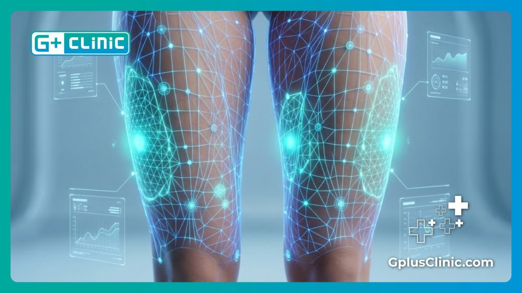 Digital anatomical mesh scan of the thighs for precise sculpting