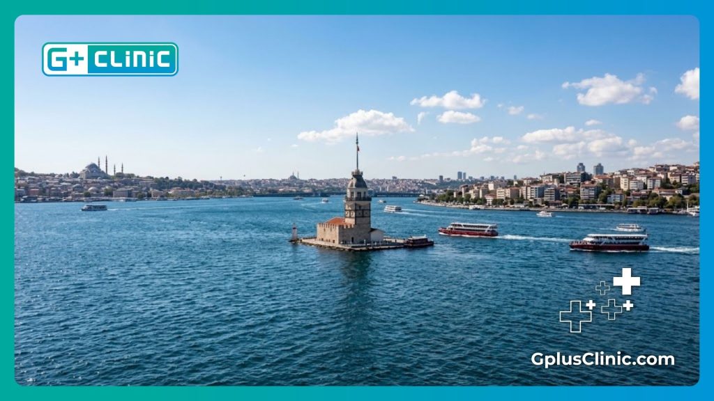 Hermosa vista de la Torre de la Doncella en el Estrecho del Bósforo, Estambul