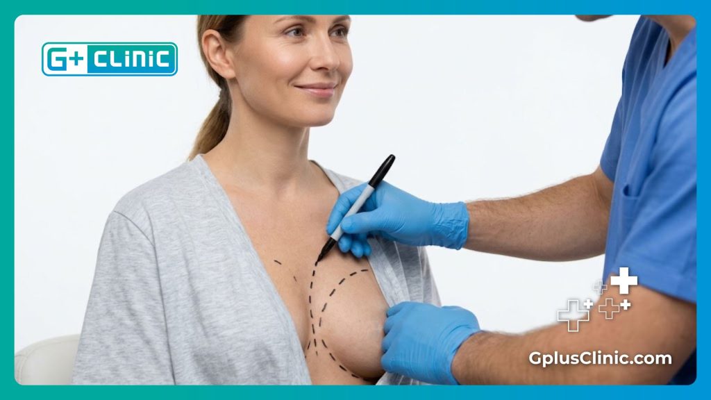 Doctor meticulously drawing surgical guidelines on a patient's chest for optimal results.