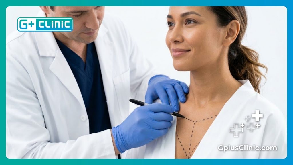 Tracés chirurgicaux précis sur le corps pour une chirurgie mammaire en toute sécurité