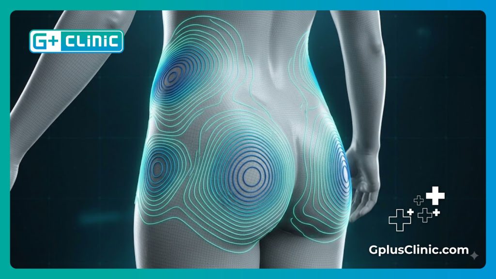 Escaneo digital 3D detallado para planificación de liposucción de glúteos