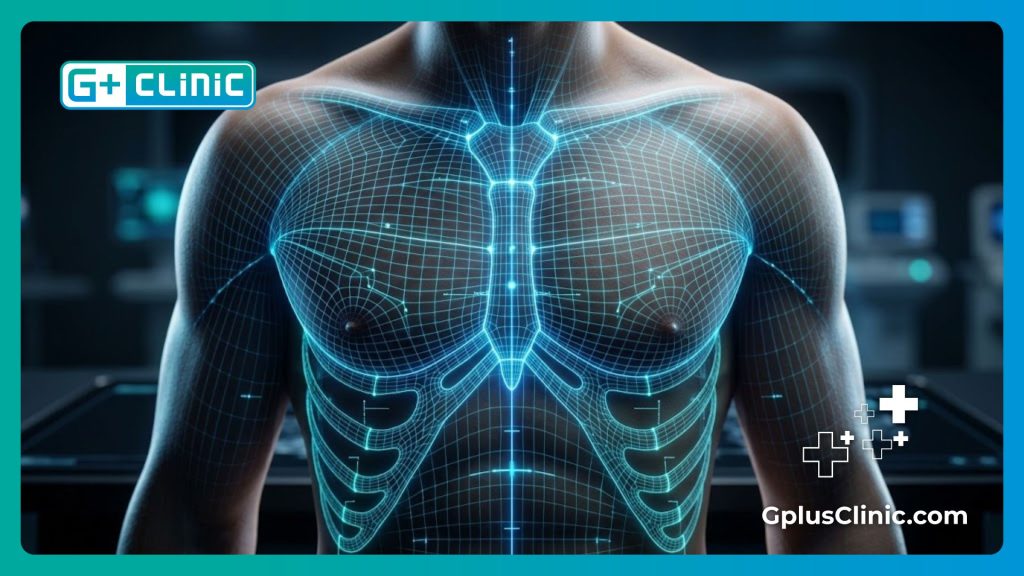 فحص رقمي ثلاثي الأبعاد لمنطقة الصدر لتحليل التناسق بدقة طبية