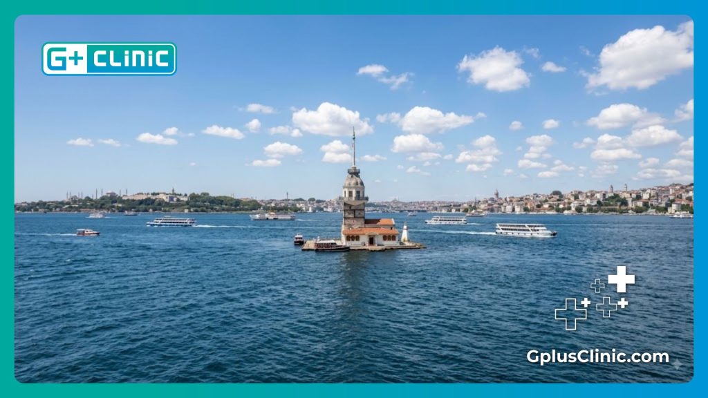 Vue de la tour de Léandre sur le Bosphore à Istanbul, centre mondial du tourisme médical.