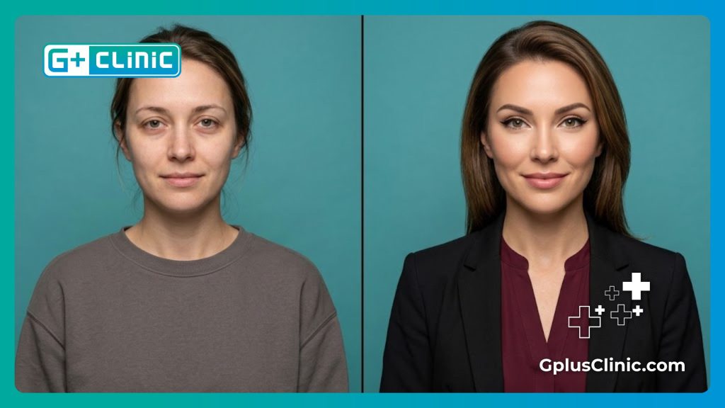 Modélisation numérique et comparaison avant-après de la zone des yeux