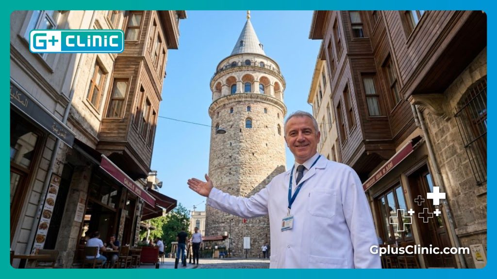 Doctor dando la bienvenida a Estambul junto a la Torre Gálata